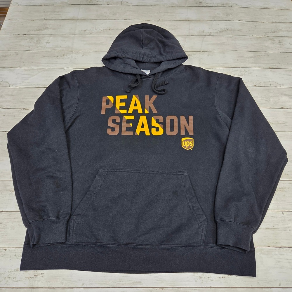 Port & Company Hoodie Mens L Black Peak Season Graphic Pullover Sweatshirt